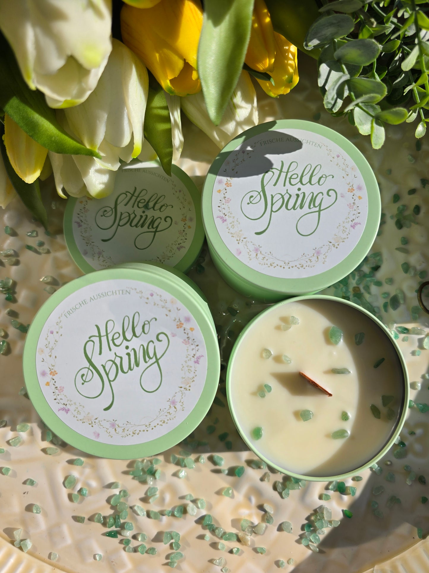 "Hello Spring" in mintgrün