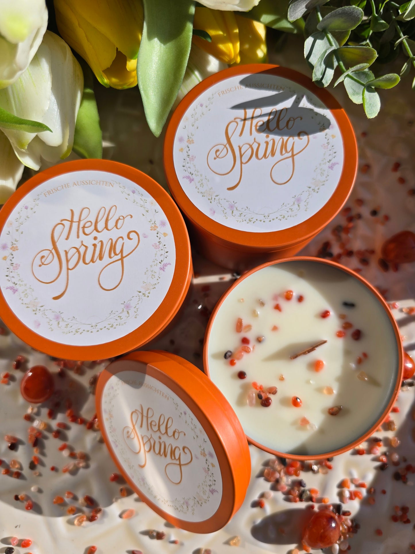 "Hello Spring" in orange