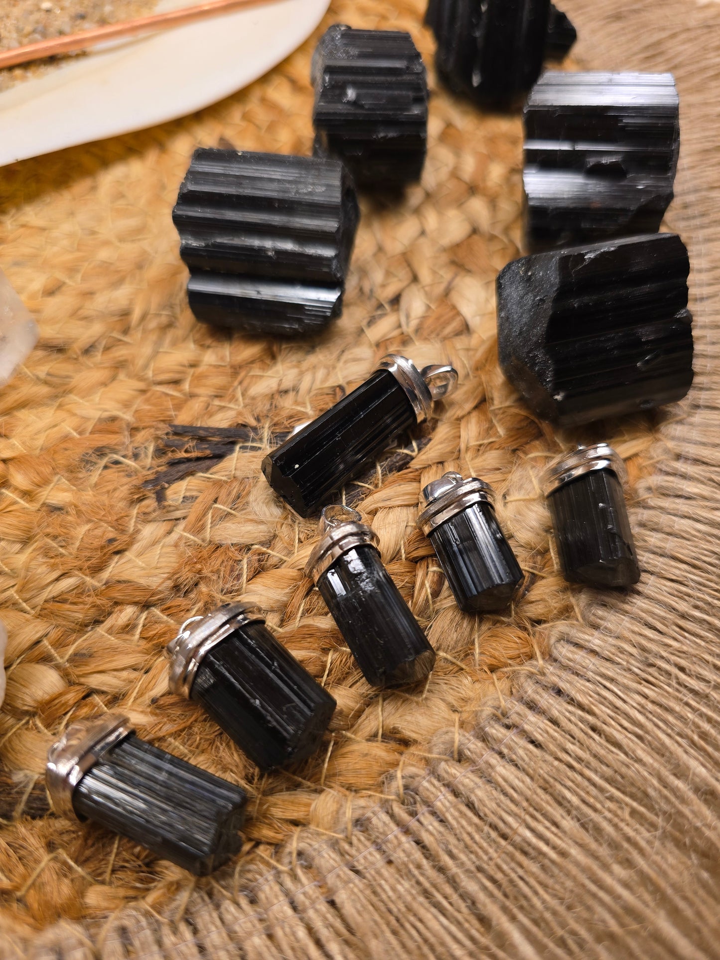 Anhänger Schwarzer Turmalin - Schoerl mit Silberkappe 925